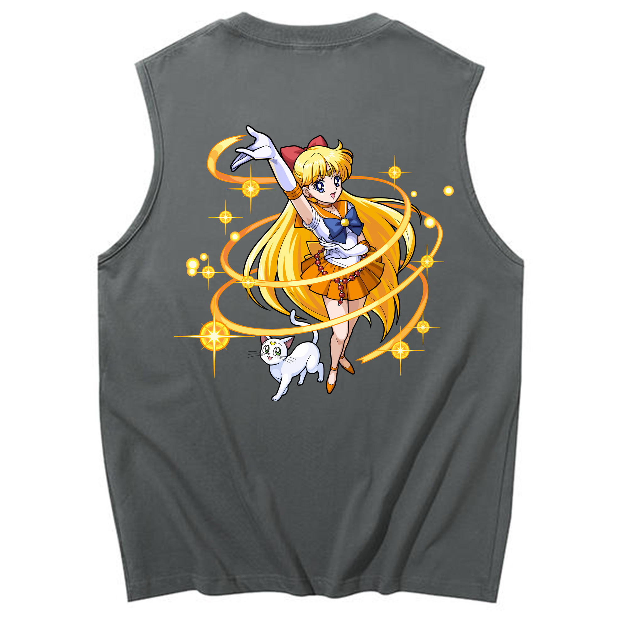 （画像用） 美少女戦士セーラームーン 愛野 美奈子 あいの みなこ Sailor Moon Aino Minako コットン100％タンクトップ（背面プリント）